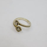 Sterling Silver CZ Mixed Shapes Crossover Front Dress Ring Modern c2010 Size J