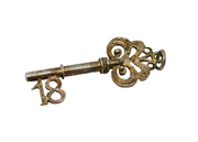 Sterling Silver '18' Key Charm Pendant Vintage c1970