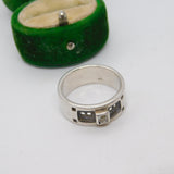Sterling Silver Paste Set Modernist Band Ring Vintage c1970 Size Q UK