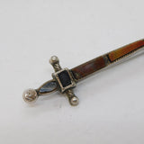 20th Century Scottish Sterling Silver & Agate Dirk Brooch Antique c1920s