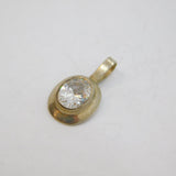 Sterling Silver Oval Faceted White Topaz Charm Or Pendant Modern c1990s