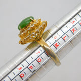 Sterling Silver Gilt Cabochon Moss Agate & Paste Dress Ring Vintage c1970 Size N