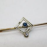 9ct Gold & Sterling Silver, Paste & Spinel Brooch Antique c1930 Art Deco