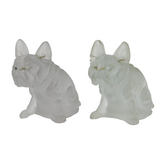 Czech Novelty Large Moulded Glass Bulldog Figurines Antique c1920 Art Deco