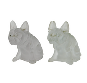Czech Novelty Large Moulded Glass Bulldog Figurines Antique c1920 Art Deco