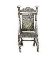 Victorian Sterling Silver Miniature Dolls House Chair Ornament Antique Sheffield