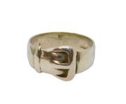 Sterling Silver Chunky Buckle Design Band Ring Vintage c1970 Size W