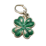Sterling Silver Enamel Shamrock Charm Pendant Vintage c1970s