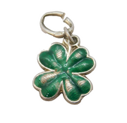Sterling Silver Enamel Shamrock Charm Pendant Vintage c1970s