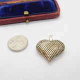 Sterling Silver Heart Cage Charm Pendant Vintage c1970