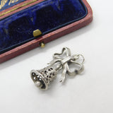 Sterling Silver Ribbon & Bell Wedding Charm Pendant Vintage c1970
