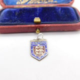 Sterling Silver and Coloured Enamel Travel Shield 'Hereford' Charm Vintage c1970