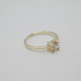 Sterling Silver Sparkling CZ Solitaire Engagement Ring Modern c1990 Size L