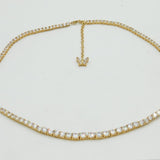 Sterling Silver Gilt Graduating Paste Set Necklace Butterfly Clasp Vintage