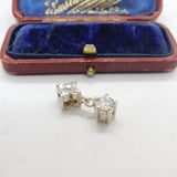Sterling Silver Diamond Paste Floral Drop Charm Pendant Vintage c1970