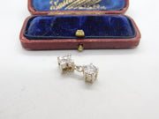 Sterling Silver Diamond Paste Floral Drop Charm Pendant Vintage c1970