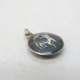Sterling Silver Niello Enamel Siam Charm Pendant Vintage c1970s