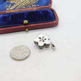Sterling Silver Black Pearl & Paste Flower Cluster Charm Pendant Vintage c1970