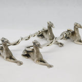 19th Century Pair of Cast .900 Silver Greyhound & Hunting Crop Cutlery Rests