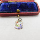 Sterling Silver and Enamel Cardigan Travel Shield Charm Pendant Vintage c1970