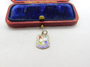 Sterling Silver and Enamel Cardigan Travel Shield Charm Pendant Vintage c1970