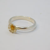 Sterling Silver & Gilt Daisy Studio Style Ring Vintage c1970 Size O