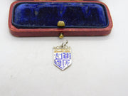 Sterling Silver and Enamel Travel Shield Bournemouth Charm Pendant Vintage c1970