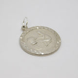 Sterling Silver Aquarius Water Bearer Round Disc Charm Pendant Vintage c1970