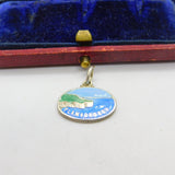 Sterling Silver and Enamel Flamborough Travel Shield Charm Pendant Vintage c1970