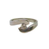 Sterling Silver White Topaz Twist Front Studio Ring Modern c1990 Size R 1/2