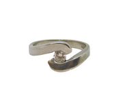 Sterling Silver White Topaz Twist Front Studio Ring Modern c1990 Size R 1/2
