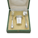 20th Century Boxed Silver Plated Goblet & Cutlery Gift Set Antique c1920