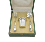 20th Century Boxed Silver Plated Goblet & Cutlery Gift Set Antique c1920
