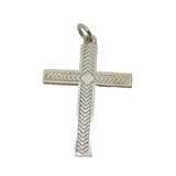 Sterling Silver Patterned Textured Cross Pendant Vintage c1970
