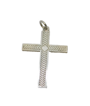 Sterling Silver Patterned Textured Cross Pendant Vintage c1970