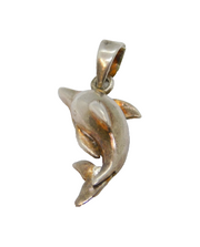 Sterling Silver Dolphin Fish Charm Pendant Vintage c1970