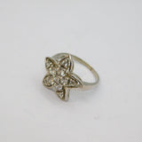 Sterling Silver Multi-Stone CZ Flower Form Dress Ring Modern c2000 Size Q 1/2