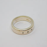 Sterling Silver Triple Diamond Set Chunky Wedding Band Ring Vintage c2000 Size V