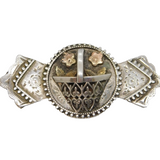 Victorian Sterling Silver & Gold Flower Basket Sweetheart Brooch Antique c1890