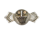 Victorian Sterling Silver & Gold Flower Basket Sweetheart Brooch Antique c1890