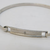 Sterling Silver Brilliant Cut Diamond Modernist Bangle Bracelet Vintage