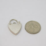 Sterling Silver Heart Lock Clasp Charm Pendant Vintage c1970