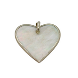 Sterling Silver Mother Of Pearl Flat Heart Charm Pendant Contemporary c1990s