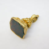 Victorian 9ct Gold Cased Floral Pattern Bloodstone Seal Fob Pendant Antique