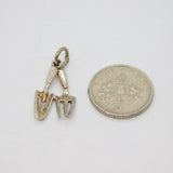 Sterling Silver Trowel & Fork Gardening Interest Charm Pendant Vintage c1970