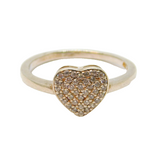 Sterling Silver Pave CZ Heart Dress Ring Vintage c1970 Size M