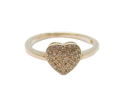 Sterling Silver Pave CZ Heart Dress Ring Vintage c1970 Size M