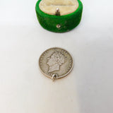 King George IV Sterling Silver Shilling Coin Fob Pendant Antique 1826