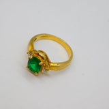 Sterling Silver Gilt Emerald & Spinel Twist Front Ring Vintage c1990s Size S