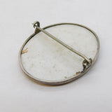 19th Century Sterling Silver Painted Porcelain Romance Scene Brooch Antique
